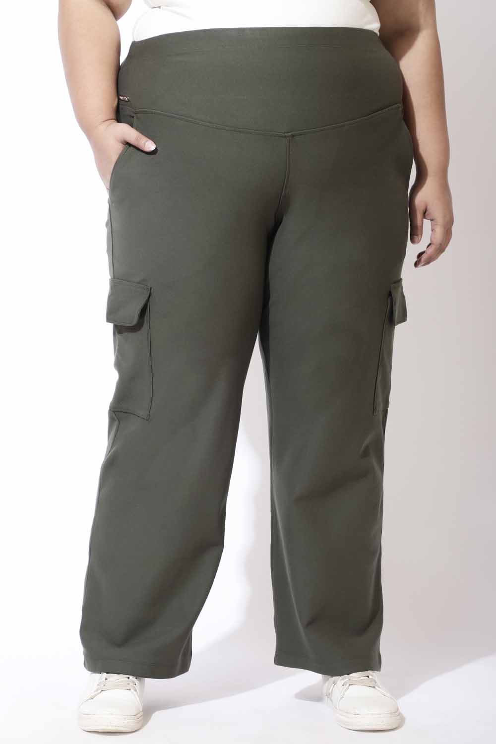 Olive Tummy Shaper Cargo Pants