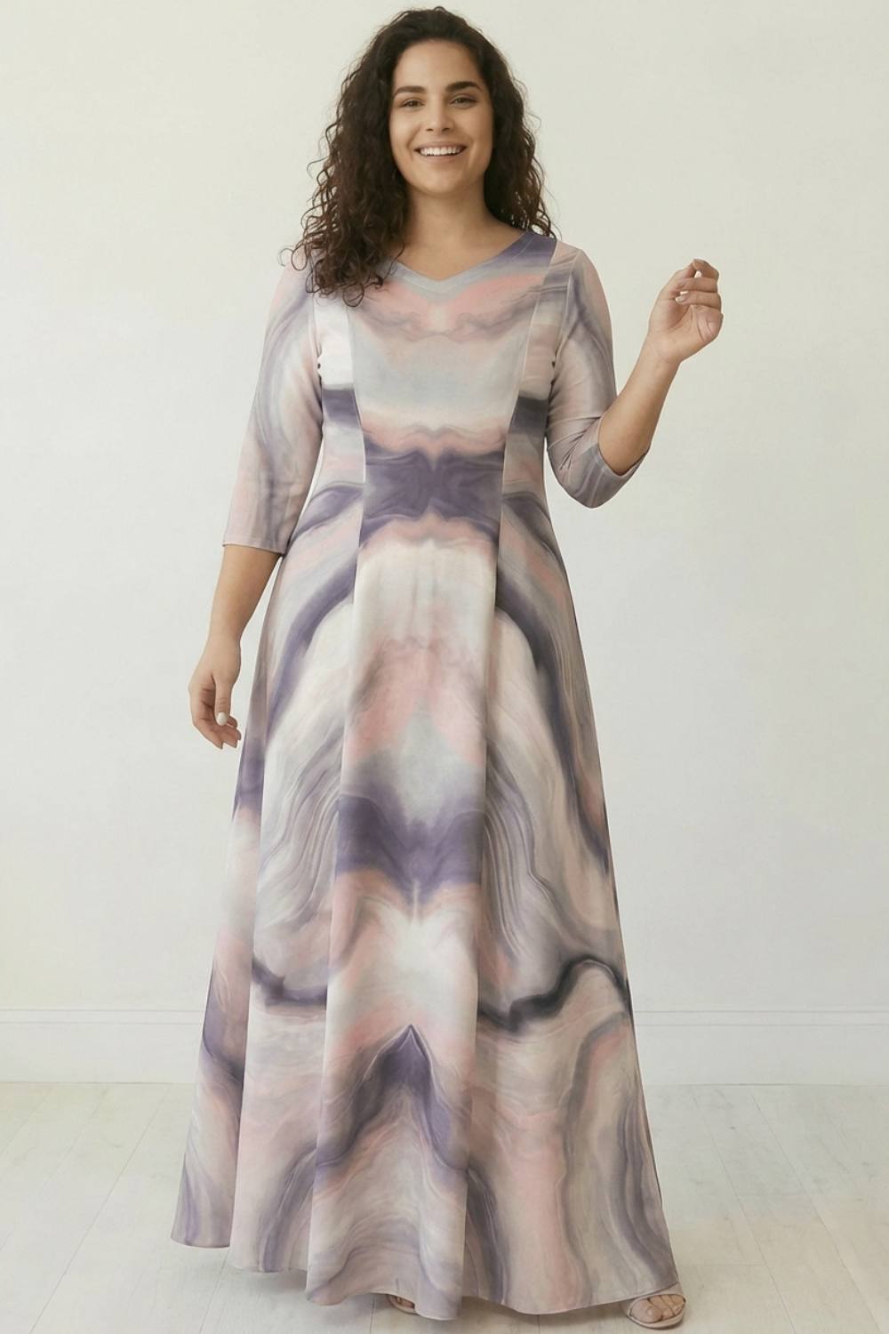 Pink Marbel Printed Dress