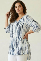 Plus Size Indigo Tie Dye Centre Pleat Top