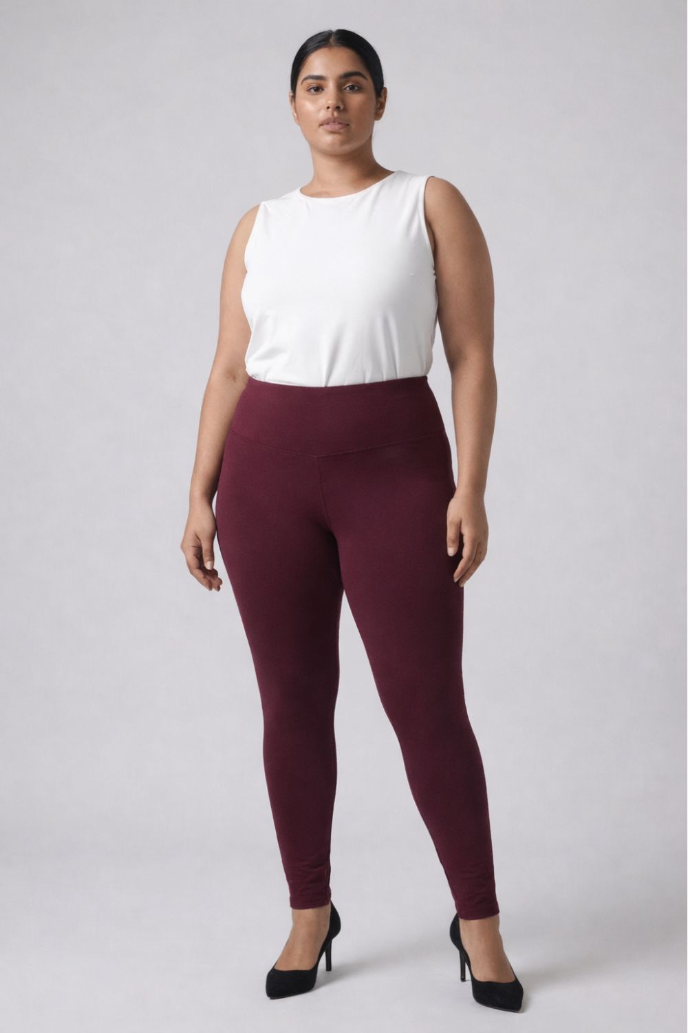 Wine Red Tummy Tucker Jeggings