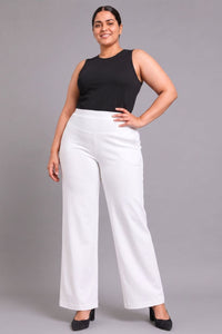 White Tummy Shaping Wide Straight Pants