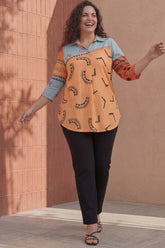 Color Block Centre Pleat Top