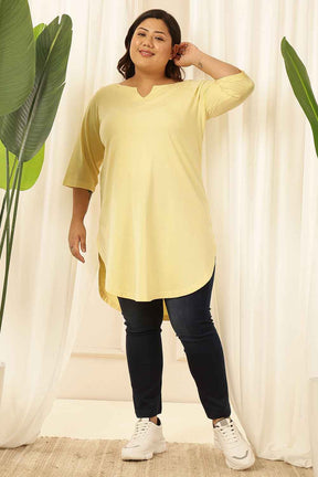 Plus Size Yellow Longline Tshirt