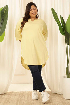 Plus Size Yellow Longline Tshirt