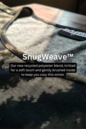 Plus Size Black & Beige Abstract Round Neck SnugWeave™ Winter Kurta