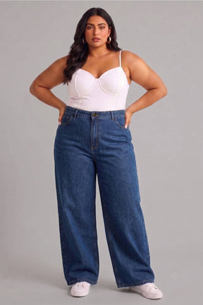Plus Size Wide Leg Absolute Navy Blue Jeans