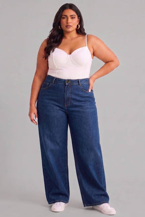 Plus Size Wide Leg Absolute Navy Blue Jeans