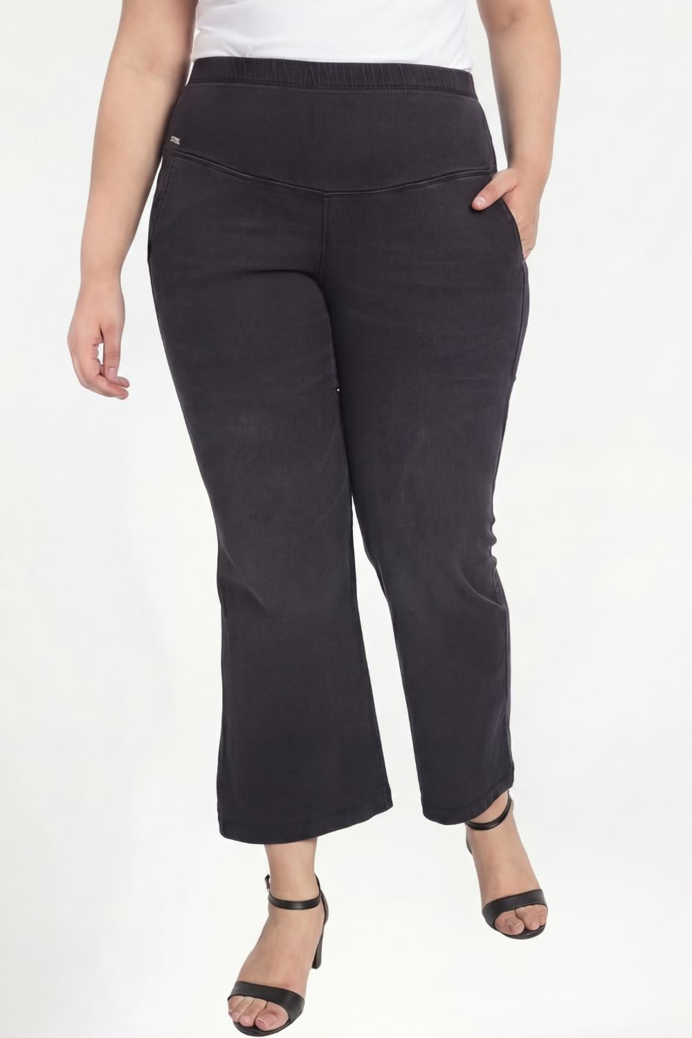 Plus Size Black Light Fade Flare Jeans