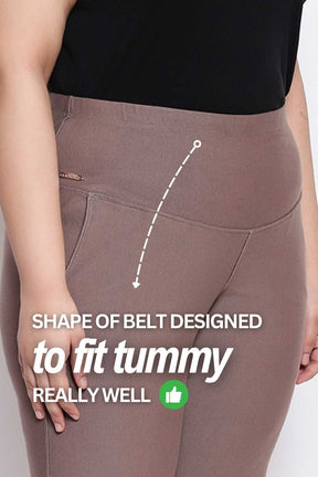 Plus Size Brownish Grey Tummy Shaper Flare Pants