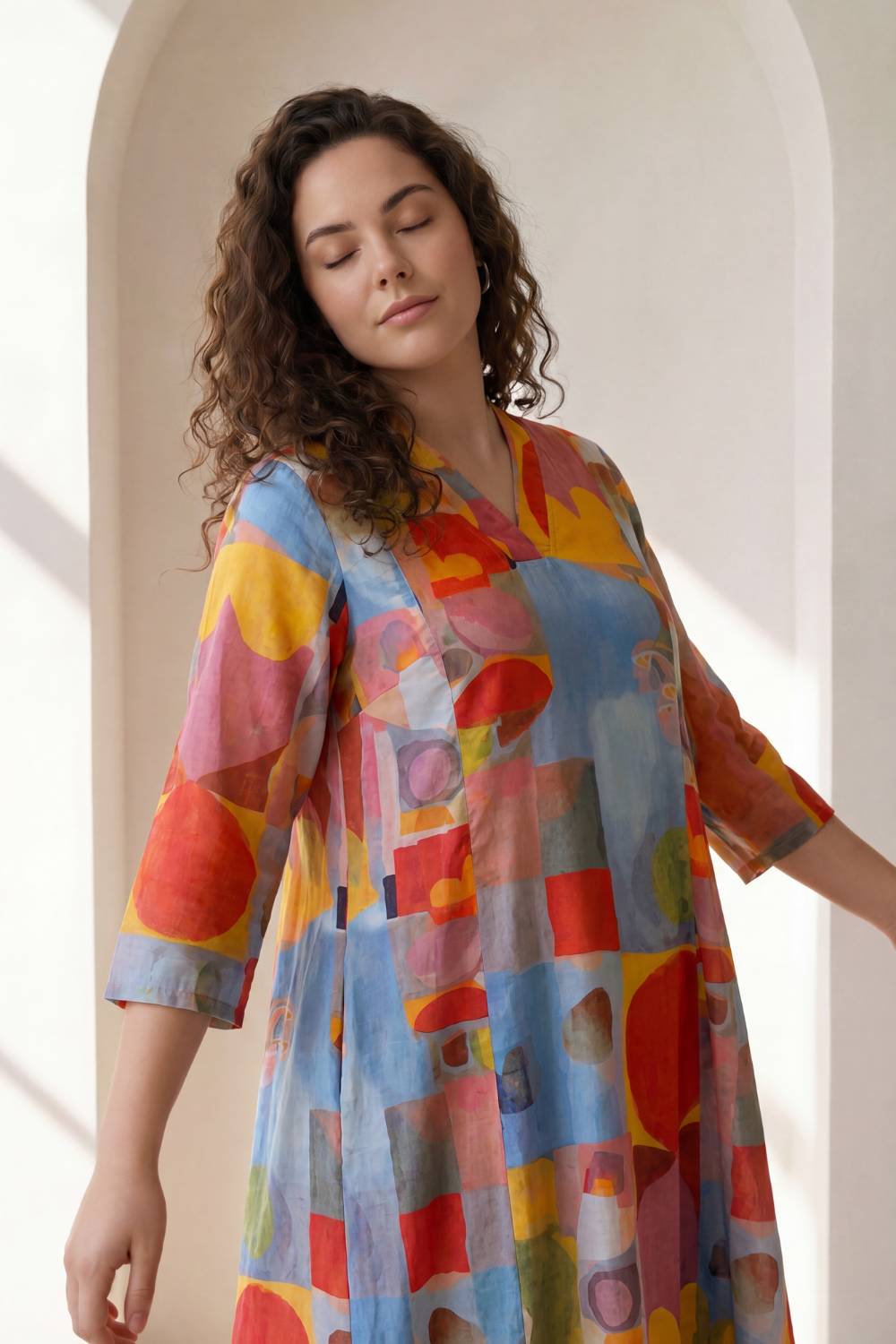 Plus Size Abstract Elegance Plus Size Midi Dress