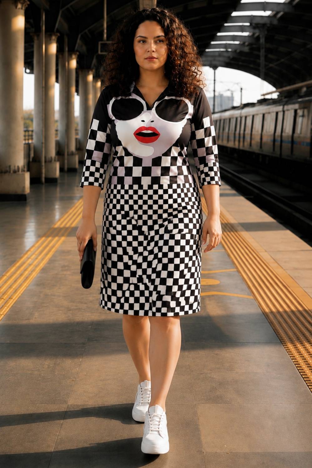 Plus Size Plus Size Bold Face Shirt Dress