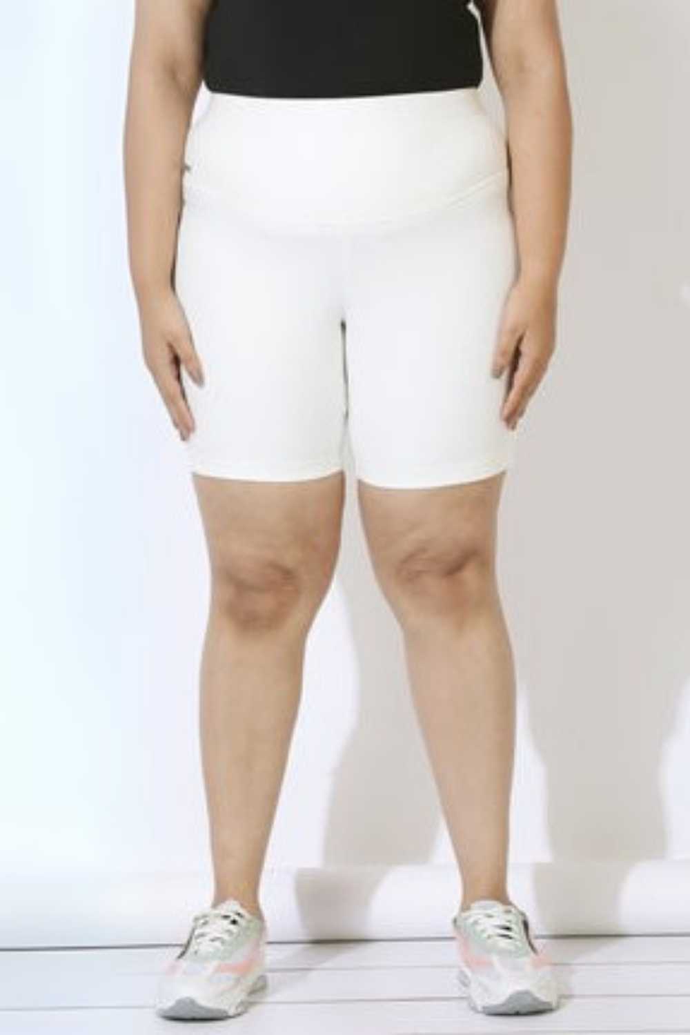 Plus Size White Tummy Shaper Shorts for Women