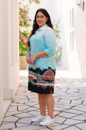 Plus Size Blue Paradise Shirt Dress