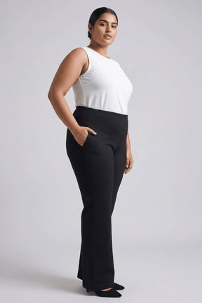 Plus Size Black Tummy Shaper Flare Pants