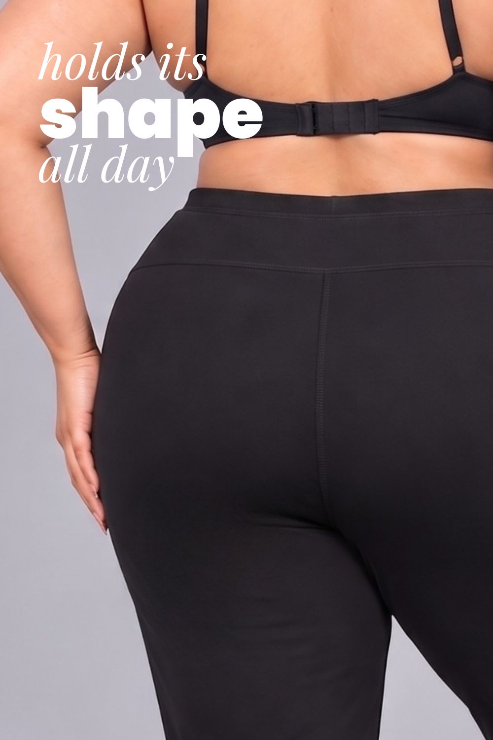 Plus Size Black Tummy Shaper Straight Fit Pants