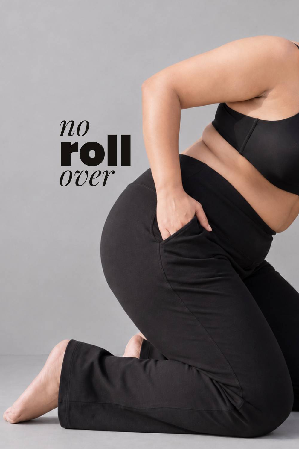 Black Tummy Shaping Wide Straight Pants