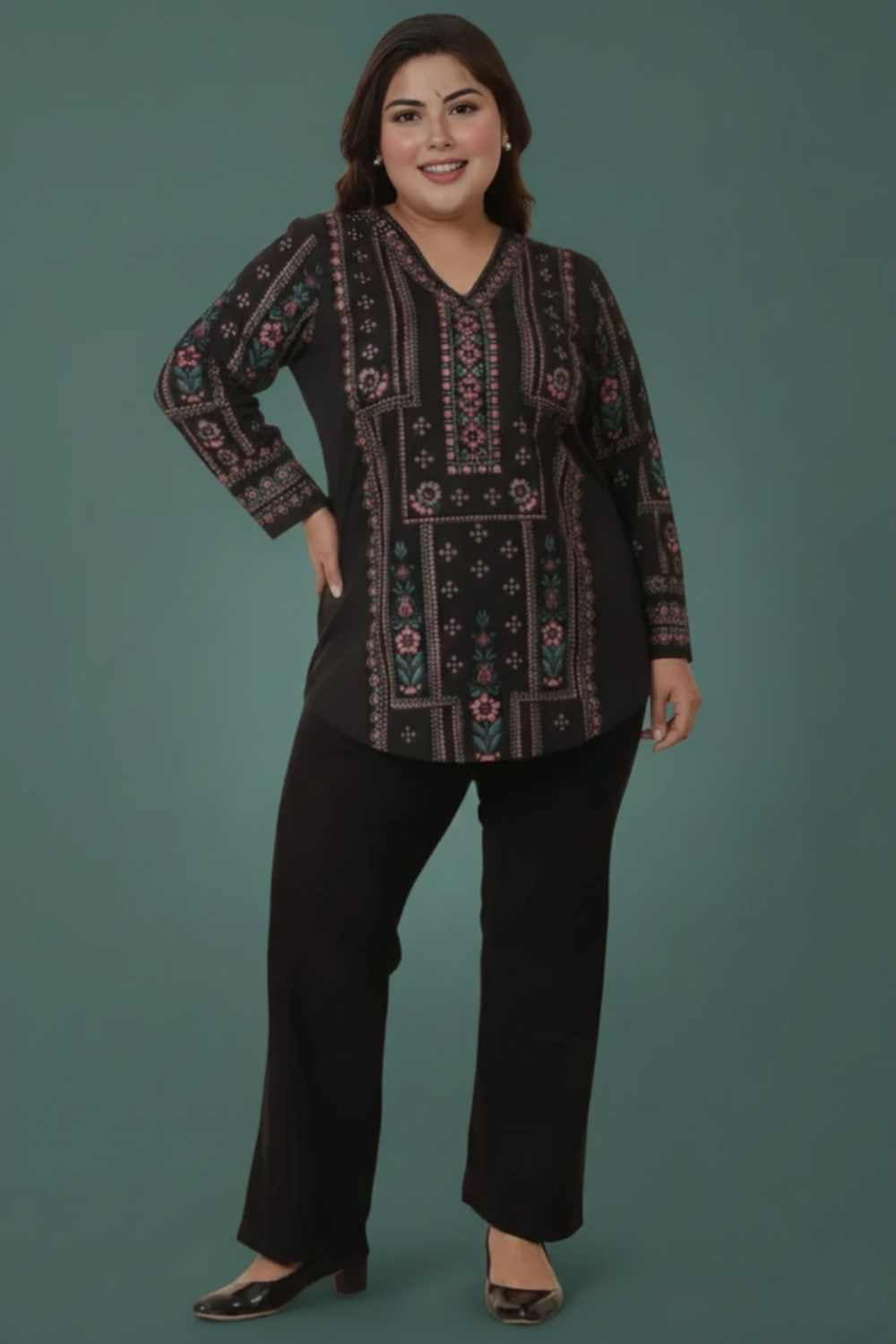 Plus Size Plus Size Black Ethnic SnugWeave™ Winter Top