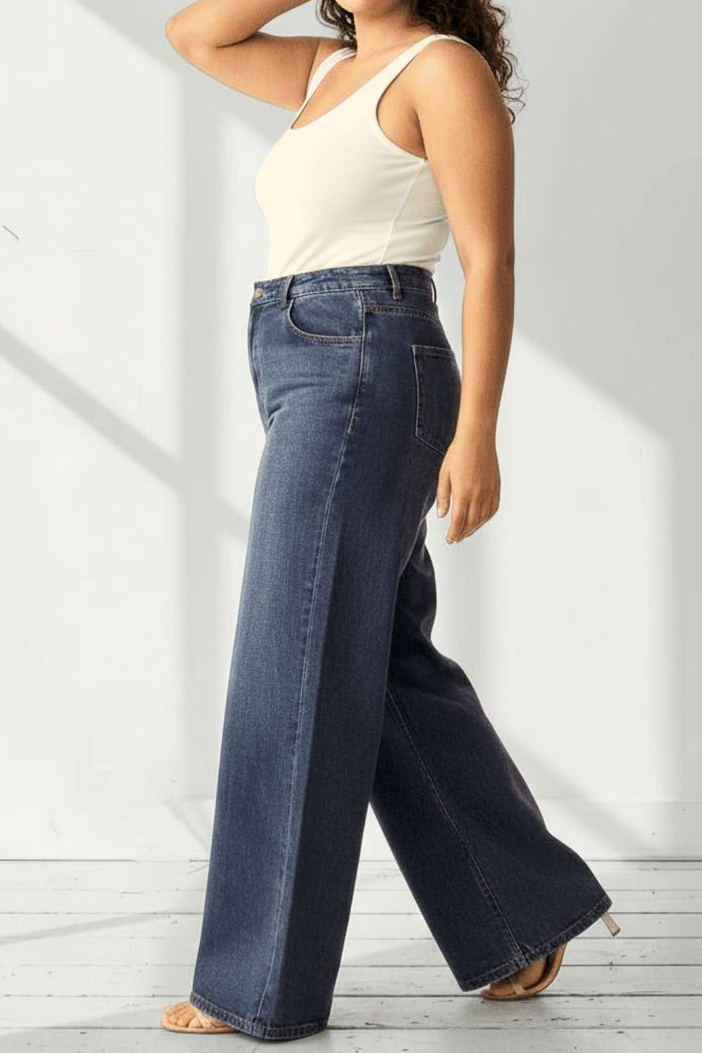 Plus Size Wide Leg Vintage Blue Jeans