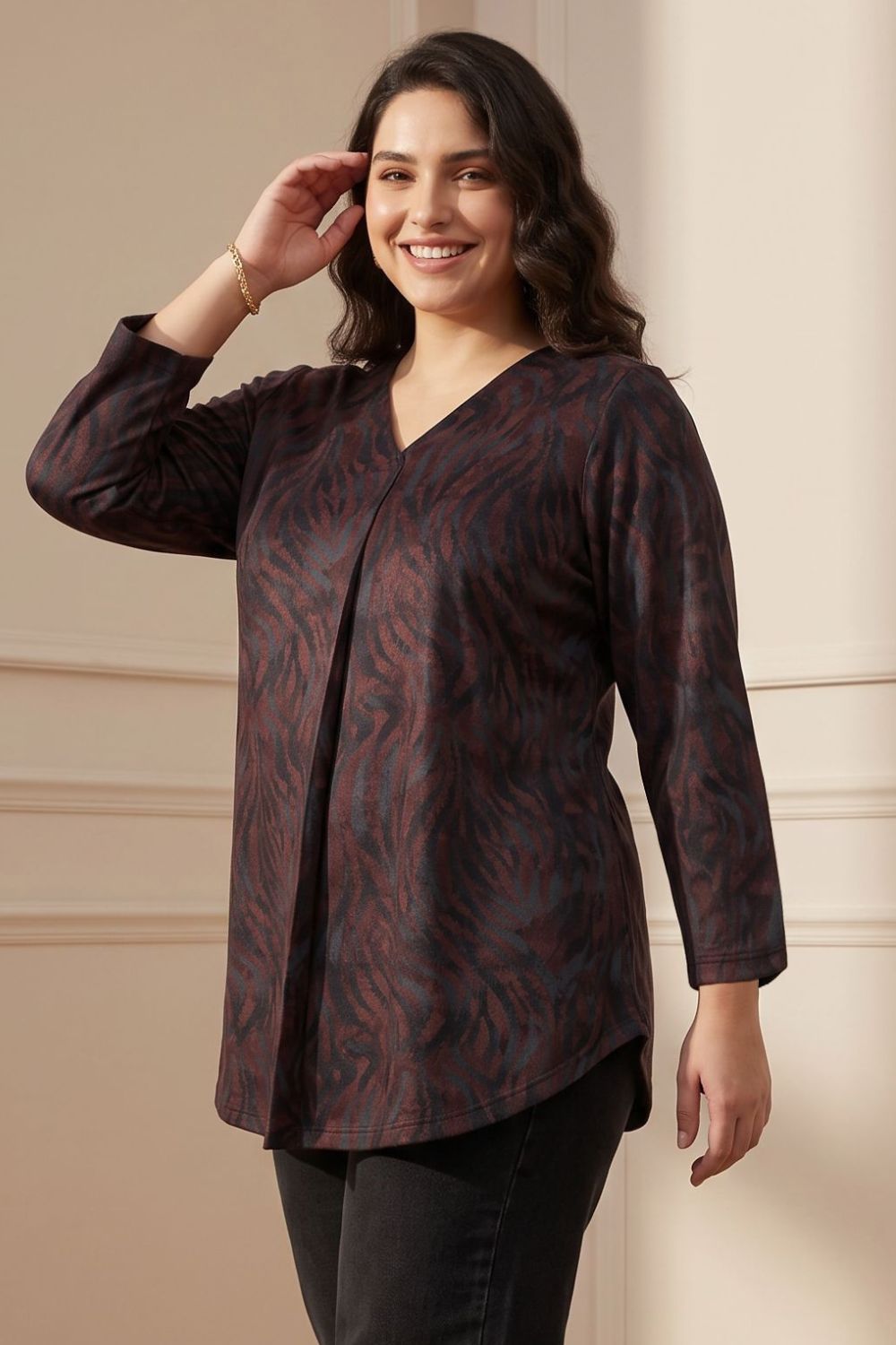 Plus Size Abstract Animal Print  SnugWeave Winter Top