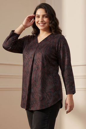 Plus Size Abstract Animal Print  SnugWeave Winter Top