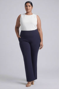 Plus Size Navy Tummy Shaper Flare Pants