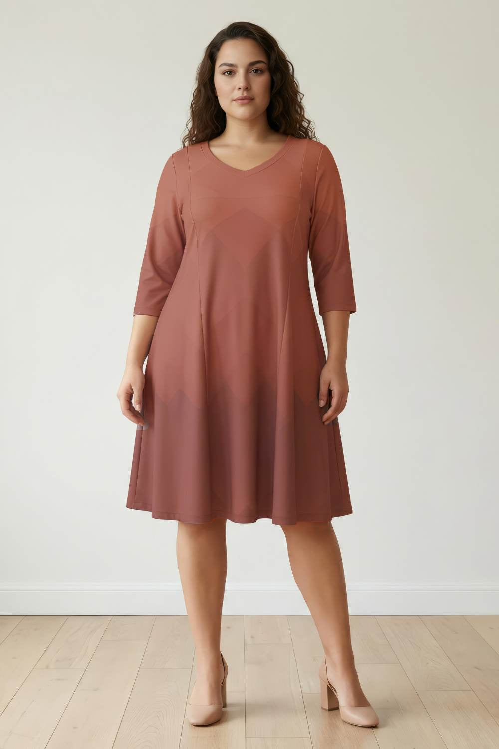 Beige Plus Size Midi Dress