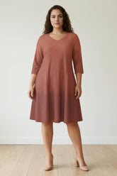 Beige Plus Size Midi Dress
