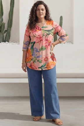Pink Floral Plus Size Top