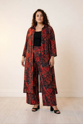 Plus Size Black Tropical Print Coord Set