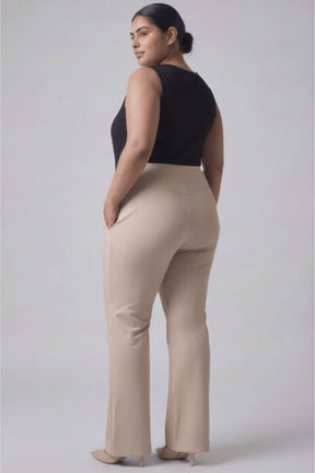 Plus Size Cream Tummy Shaper Flare Pants