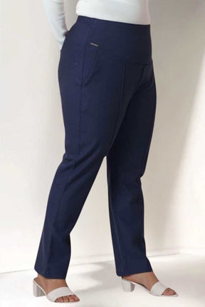 Plus Size Denim Blue Tummy Shaper Straight Fit Pants
