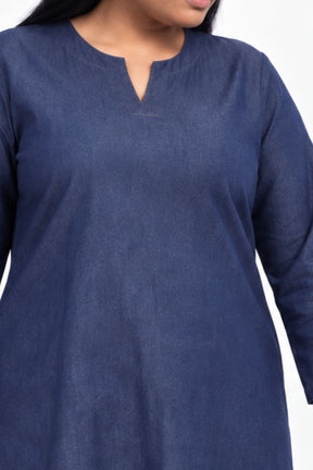Plus Size Indigo Denim Cotton Kurta