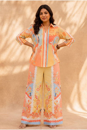 Plus Size Coral Breeze Printed Cotton Coord Set