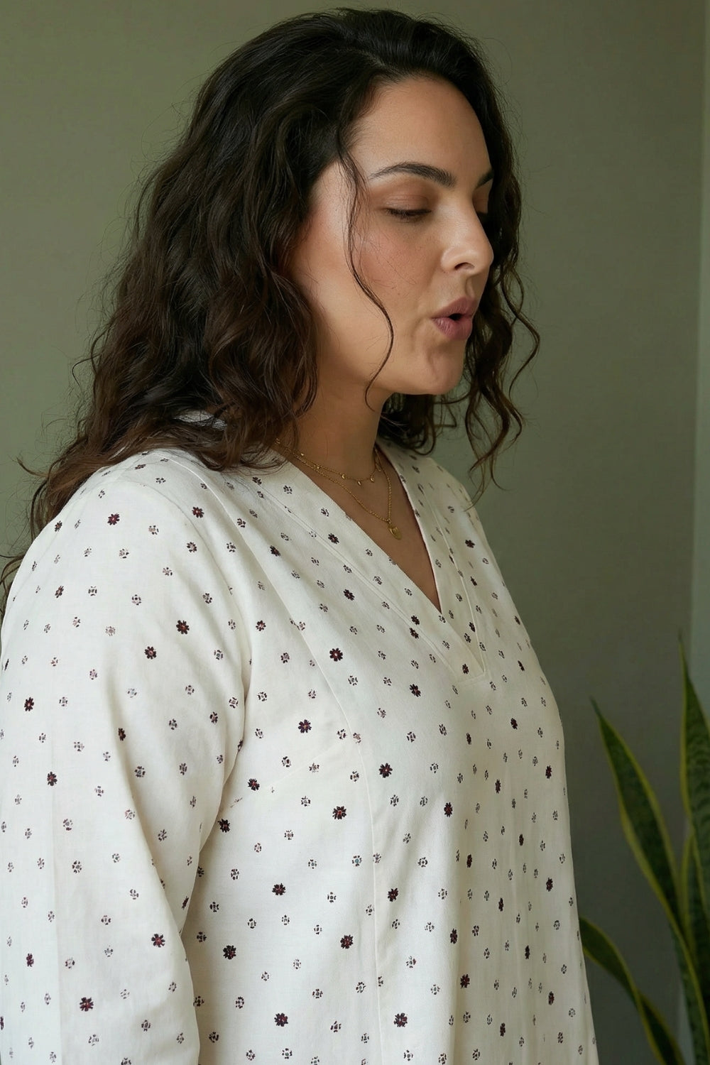 Plus Size Ivory Floral Whisper Midi Dress