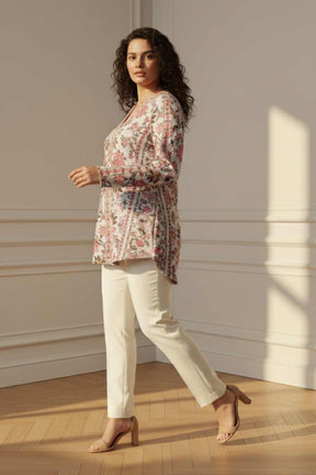 Plus Size Pink Ethnic Floral SnugWeave™ Winter Top