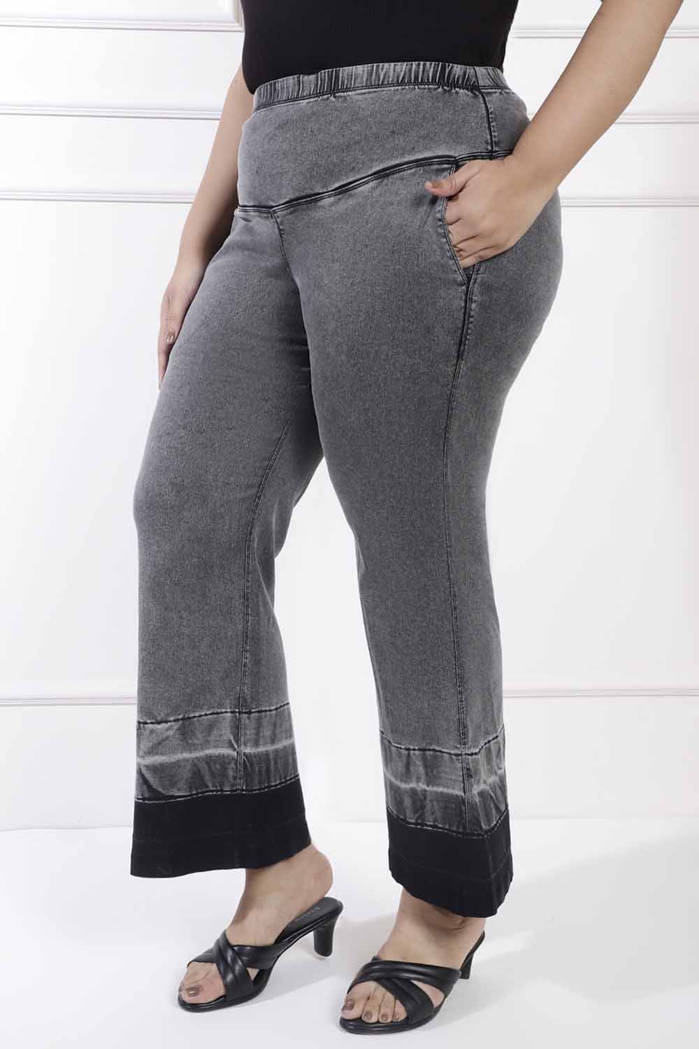 Ash Black Designer Flare Jeans for Women