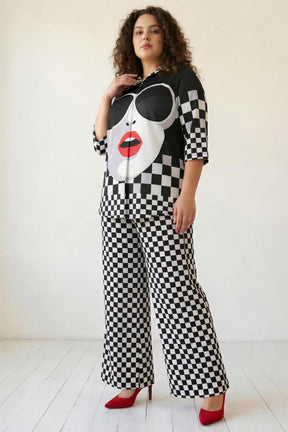 Plus Size Bold Face Checkered Coord Set
