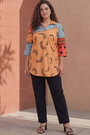 Color Block Centre Pleat Top