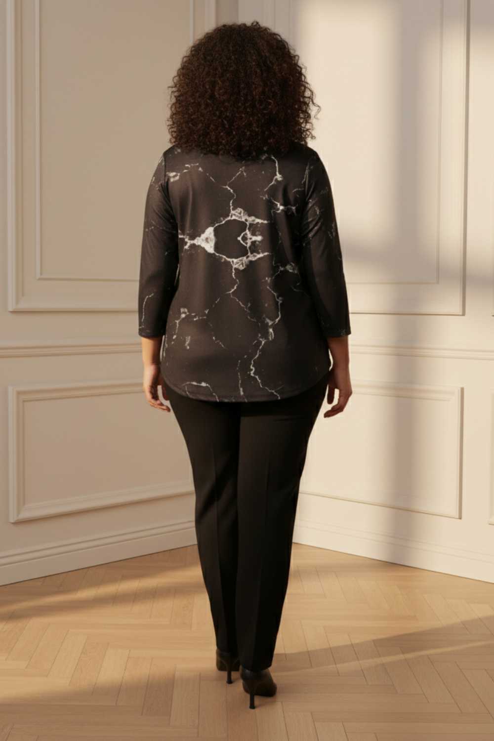 Plus Size Black SnugWeave™ Winter Top - V Neck