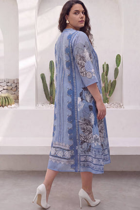 Blue Mirage Floral Plus Size Midi Dress