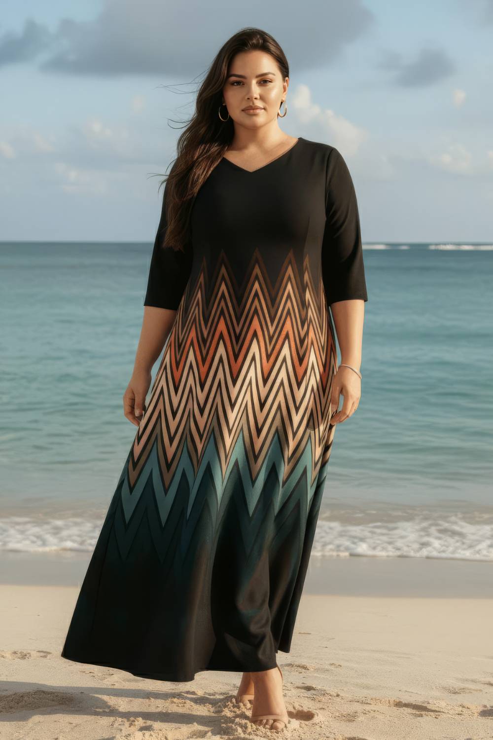 Black and Green Ombre Maxi Dress