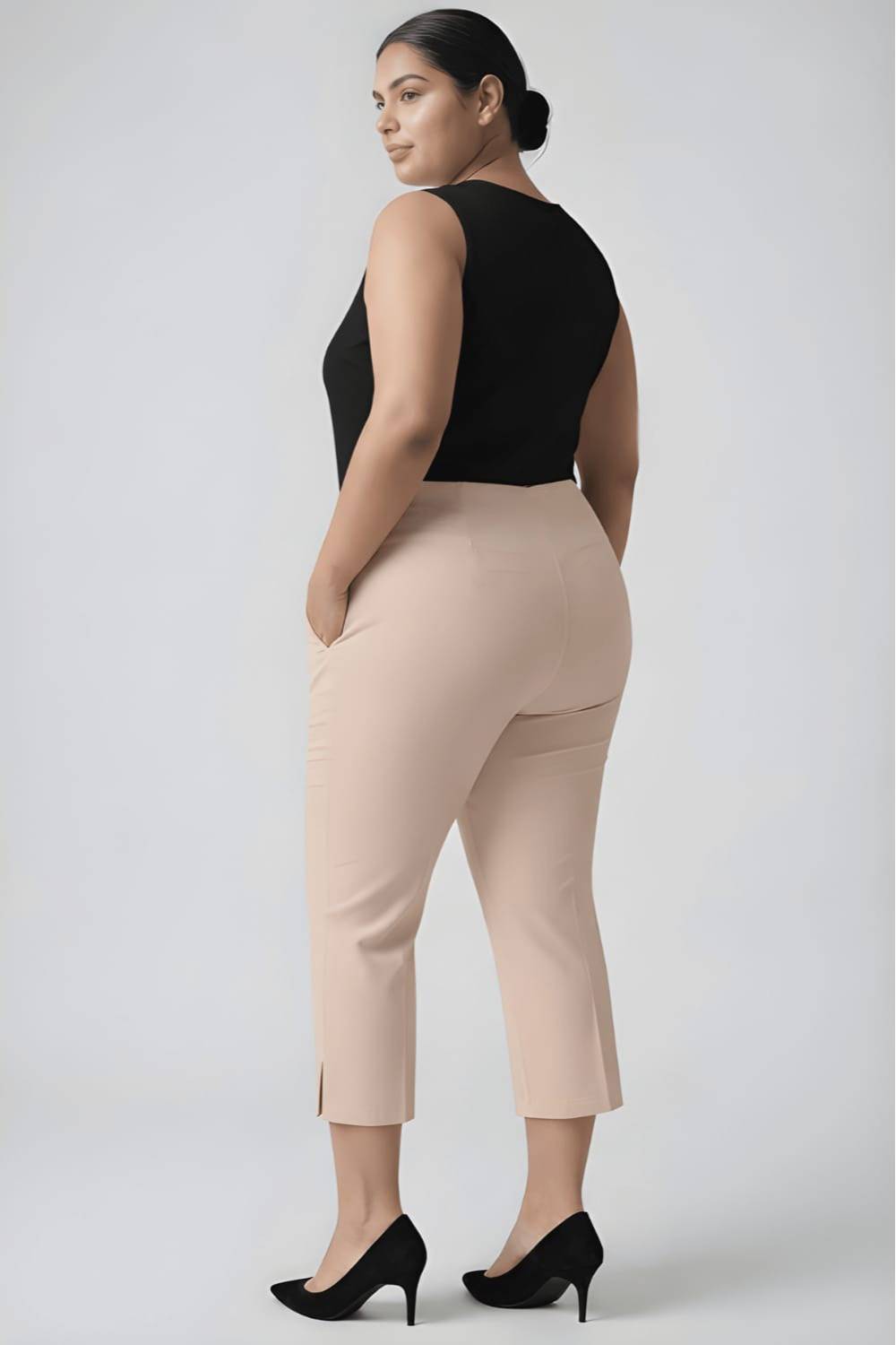 Cream New Fit Tummy Tucker Crop Pants