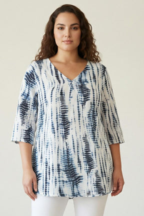 Plus Size Indigo Tie Dye Centre Pleat Top