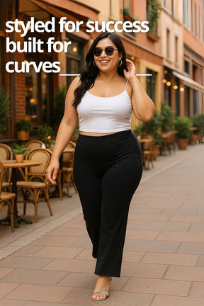 Plus Size Black Tummy Shaper Flare Pants