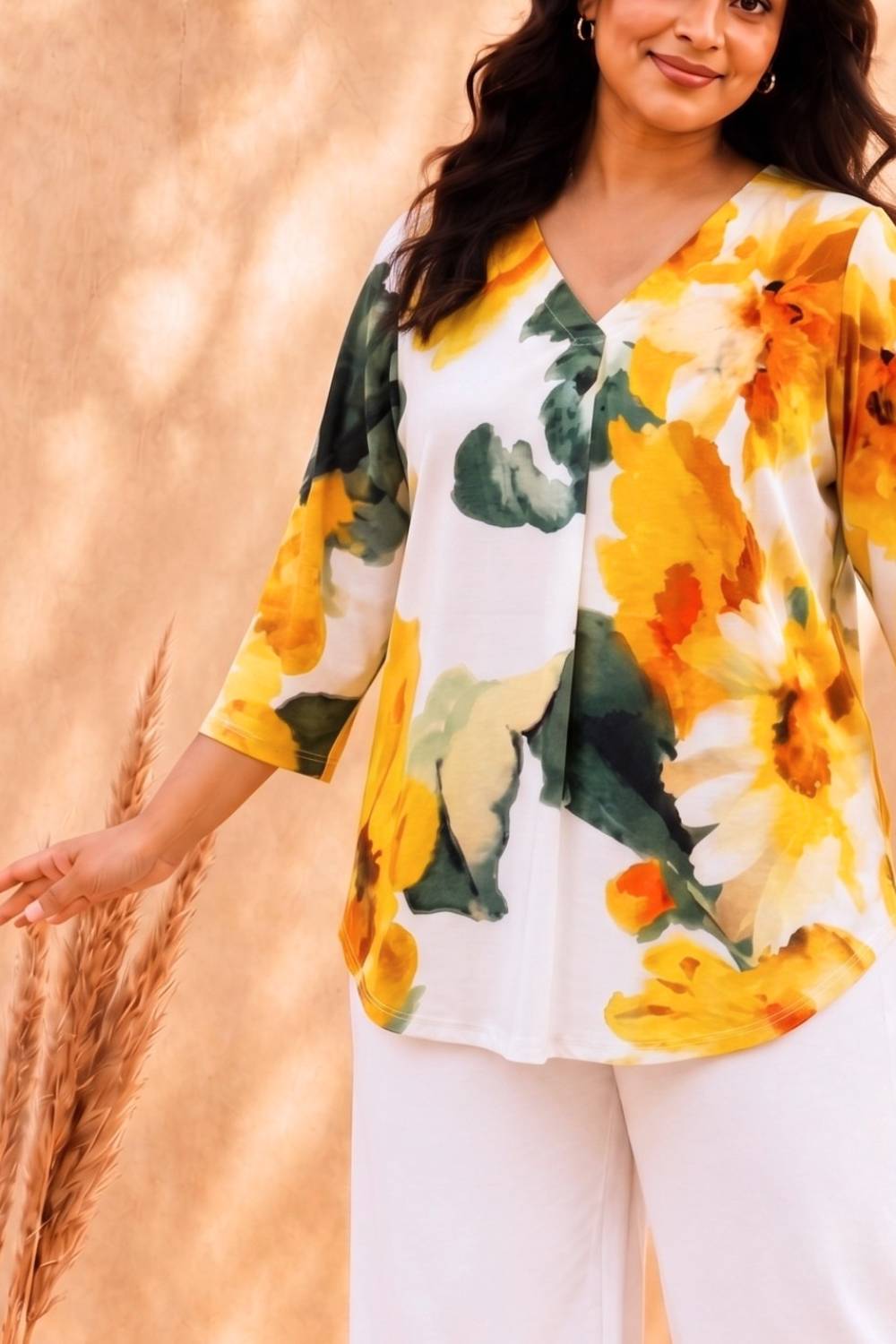 Buy Plus Size Sunflower Grace Yellow Print Top