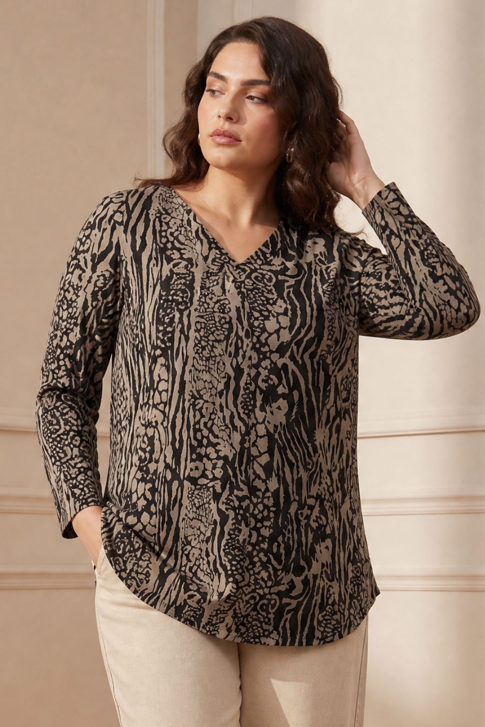 Buy Plus Size Animal Print  SnugWeave Winter Top