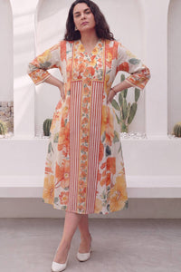 Warm Petals Plus Size Midi Dress