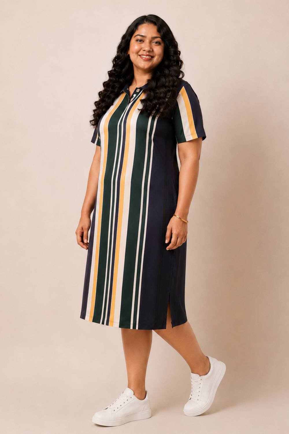Buy Navy Yellow Printed Polo Dress