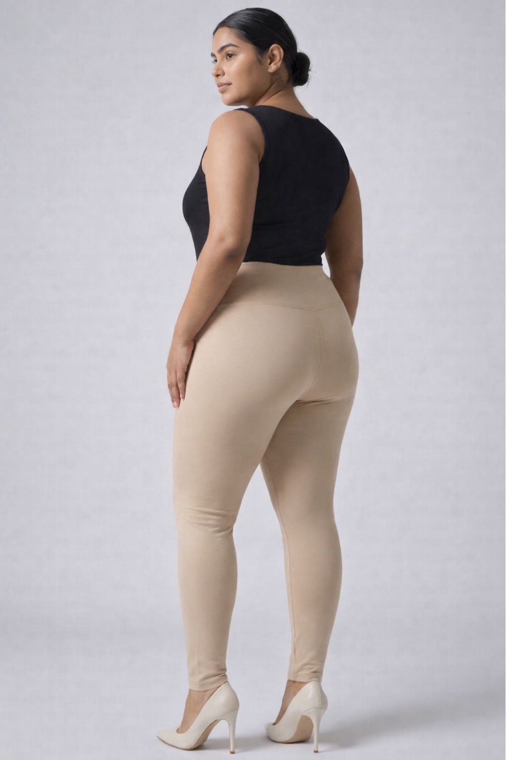 Plus Size Cream Tummy Tucker Jeggings