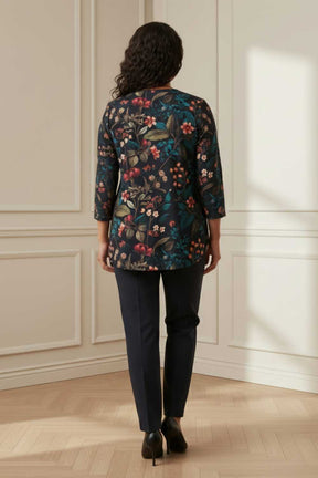 Plus Size Blue Floral SnugWeave™ Winter Top